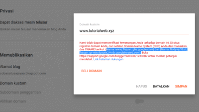 cara custom domain blogger